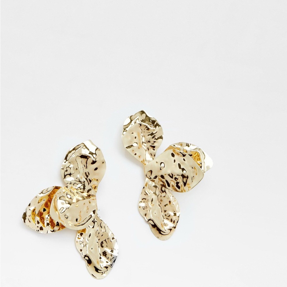 Gold Floral Statement Earrings - Picture 6 of 10